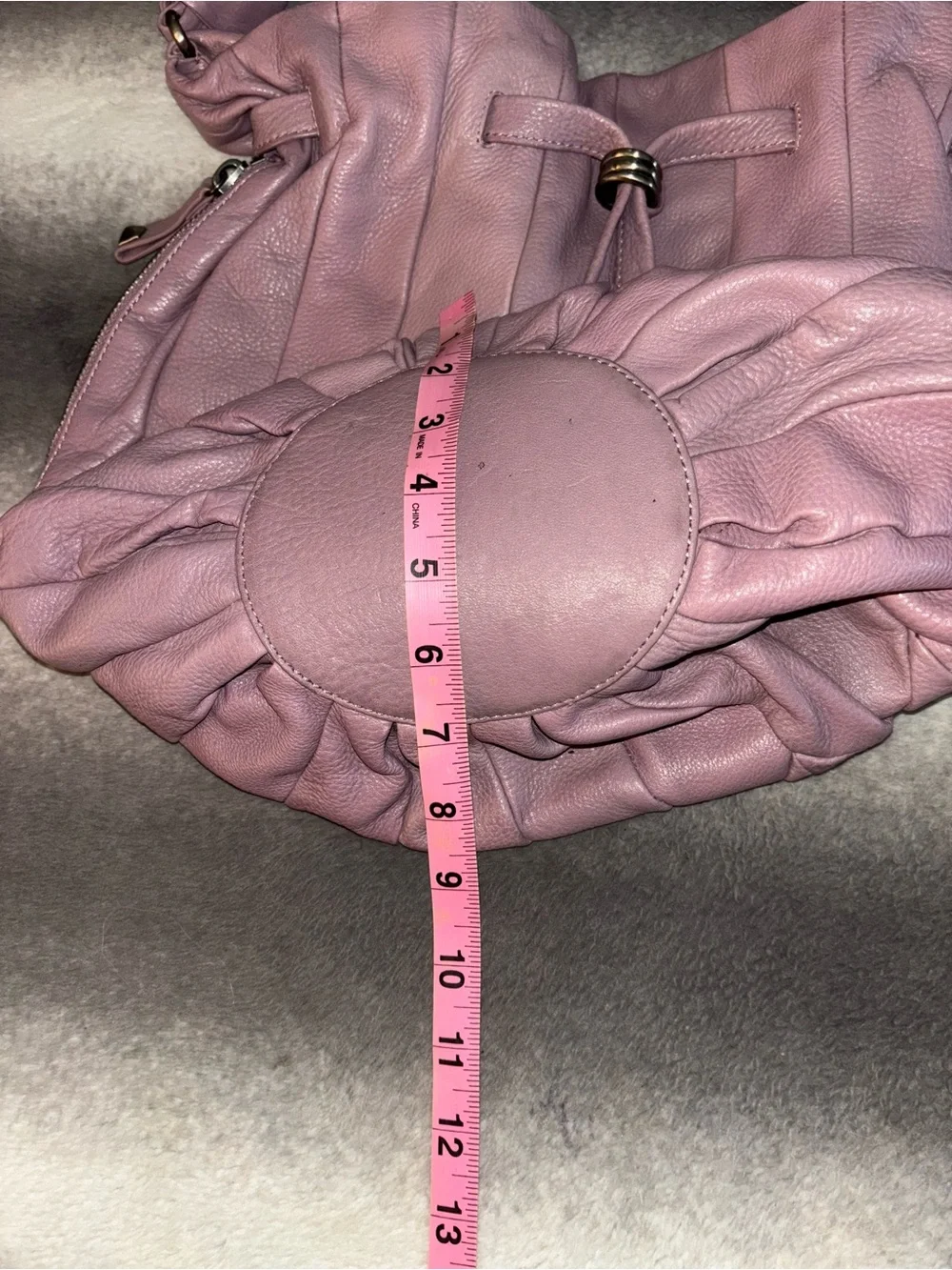 Elliott Lucca Lavender Leather Diamond Woven Bucket Hobo Shoulder Bag